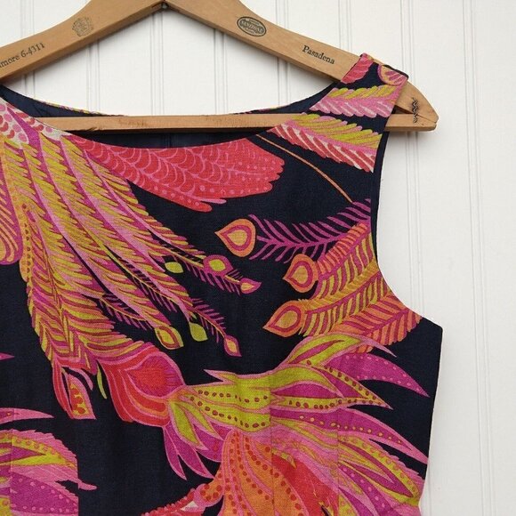 Nanette Lepore Exotic Plume Mini Dress Size 6 Floral Silk Linen Blend Pockets - Picture 4 of 10